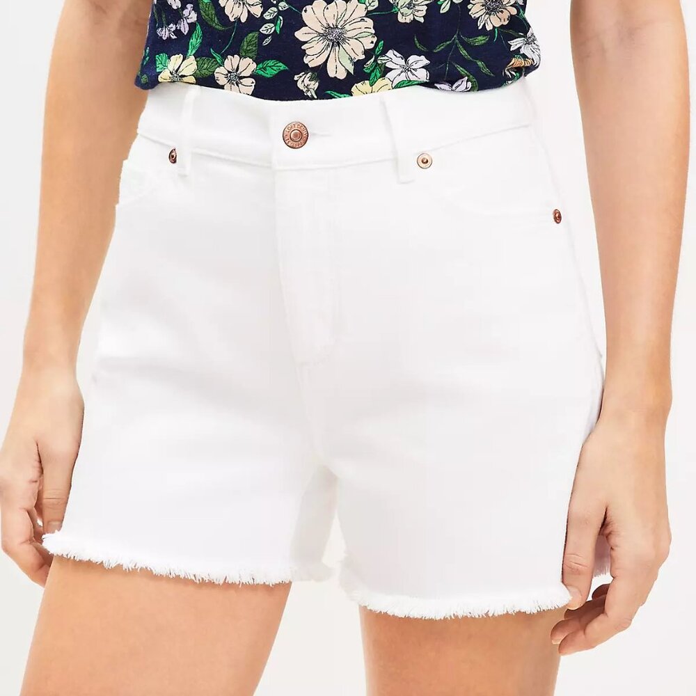 Loft Denim Cut Off Shorts in White NWT - Picture 9 of 10